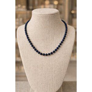 Napier Blue Bead Necklace 14 Inch Vintage Gold Tone Clasp